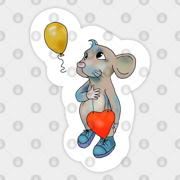 Maus mit Ballon Sticker by Blumchen